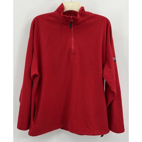 VTG Eddie Bauer Fleece‎ Pullover Mens XL Polartec 1/4 Zip Red EBTEK Canada - Picture 1 of 11